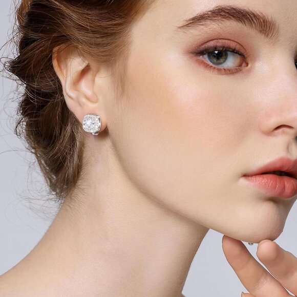 Silver Gold Hypoallergenic Cubic Zirconia Clip-On Earrings for Women, Non-Pierce - Picture 4 of 7